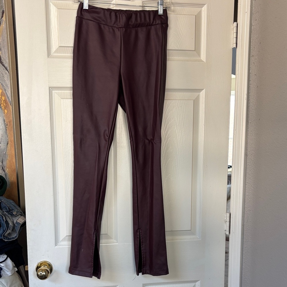 A New Day Maroon Faux Leather Leggings